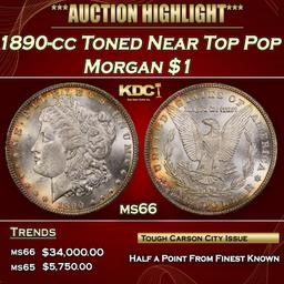 1890-cc Morgan Dollar Toned Near Top Pop $1 ms66 SEGS