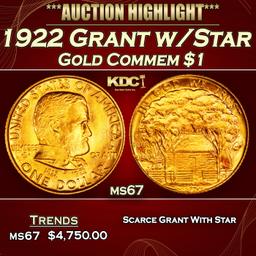 1922 Grant w/Star Gold Commem Dollar 1 ms67 SEGS