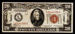 1934A $20 FRN Hawaii WWII Emergency Currency Grades vf++