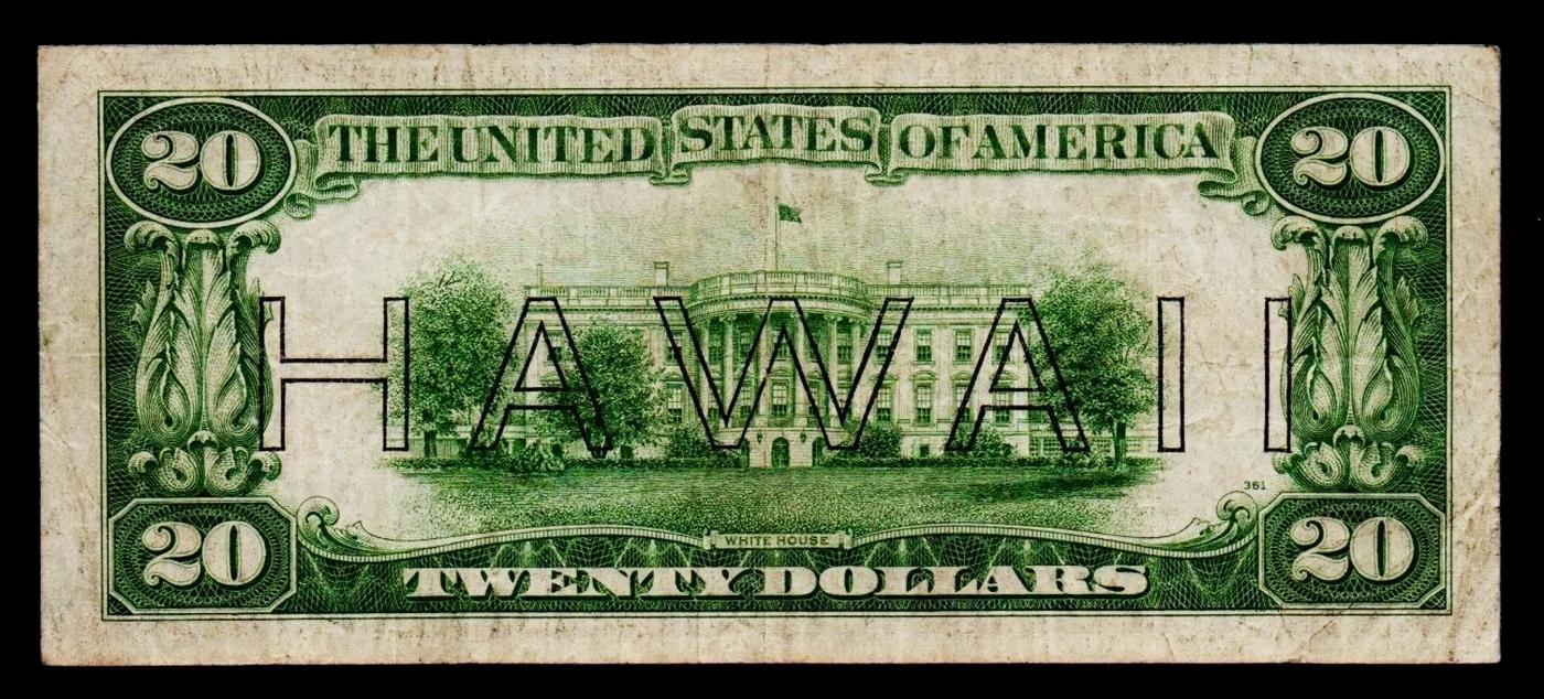 1934A $20 FRN Hawaii WWII Emergency Currency Grades vf++