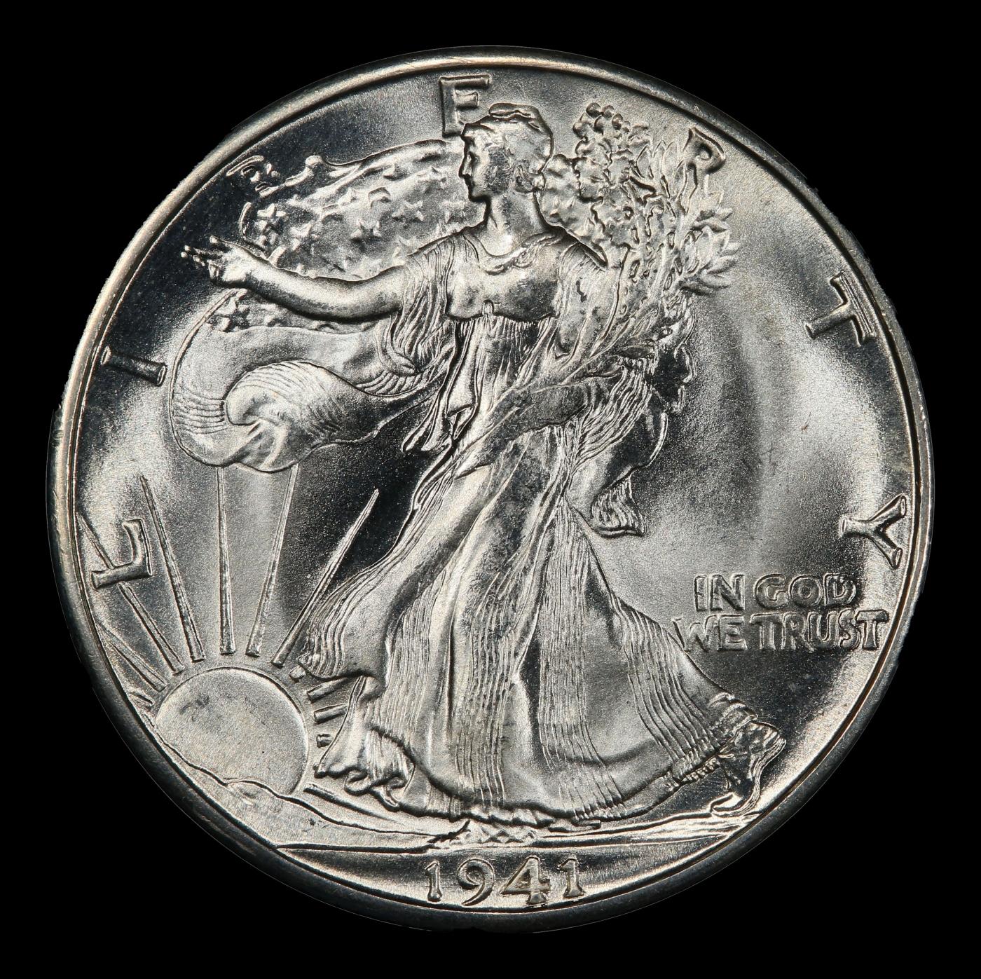1941-d Walking Liberty Half Dollar Near Top Pop 50c ms67 SEGS
