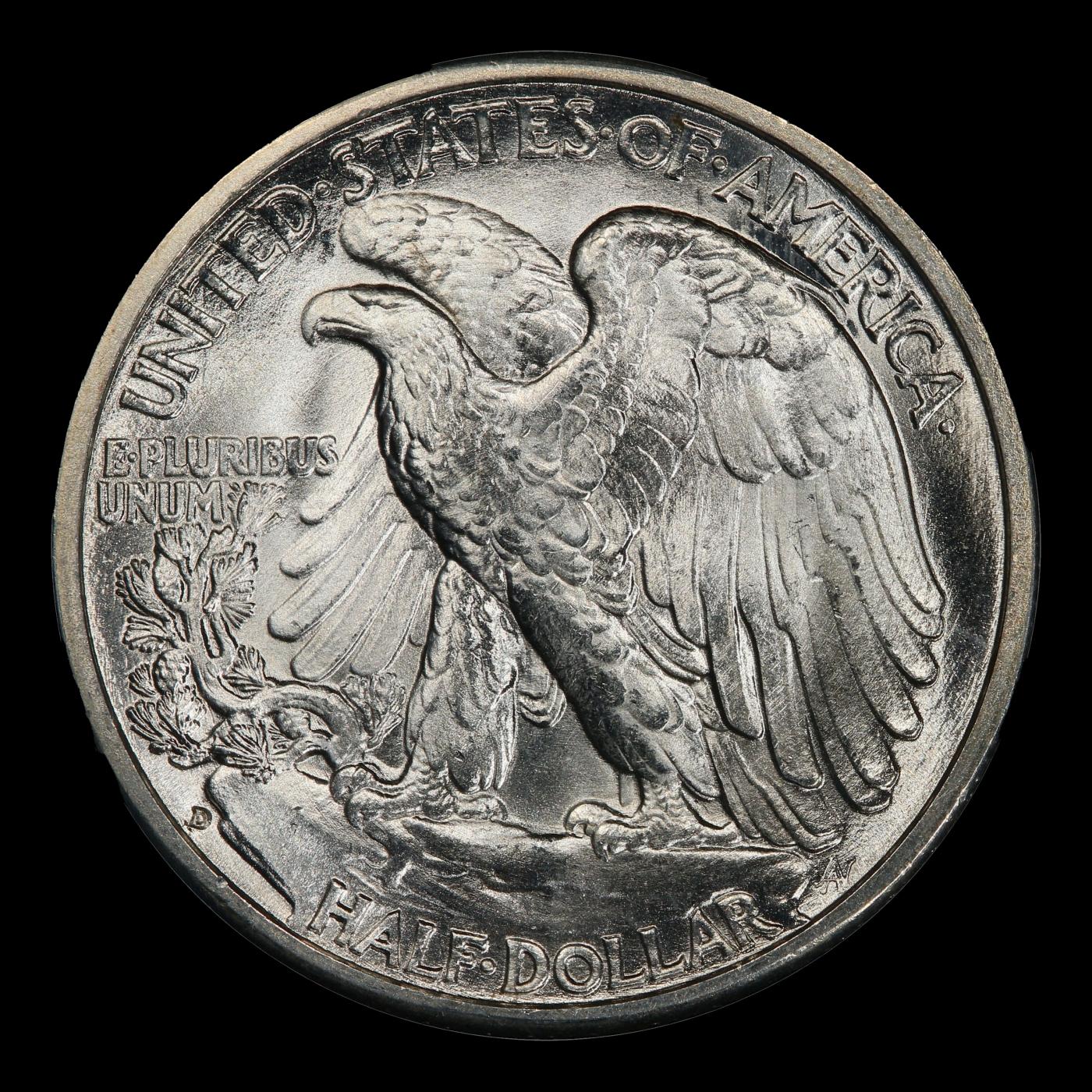 1941-d Walking Liberty Half Dollar Near Top Pop 50c ms67 SEGS
