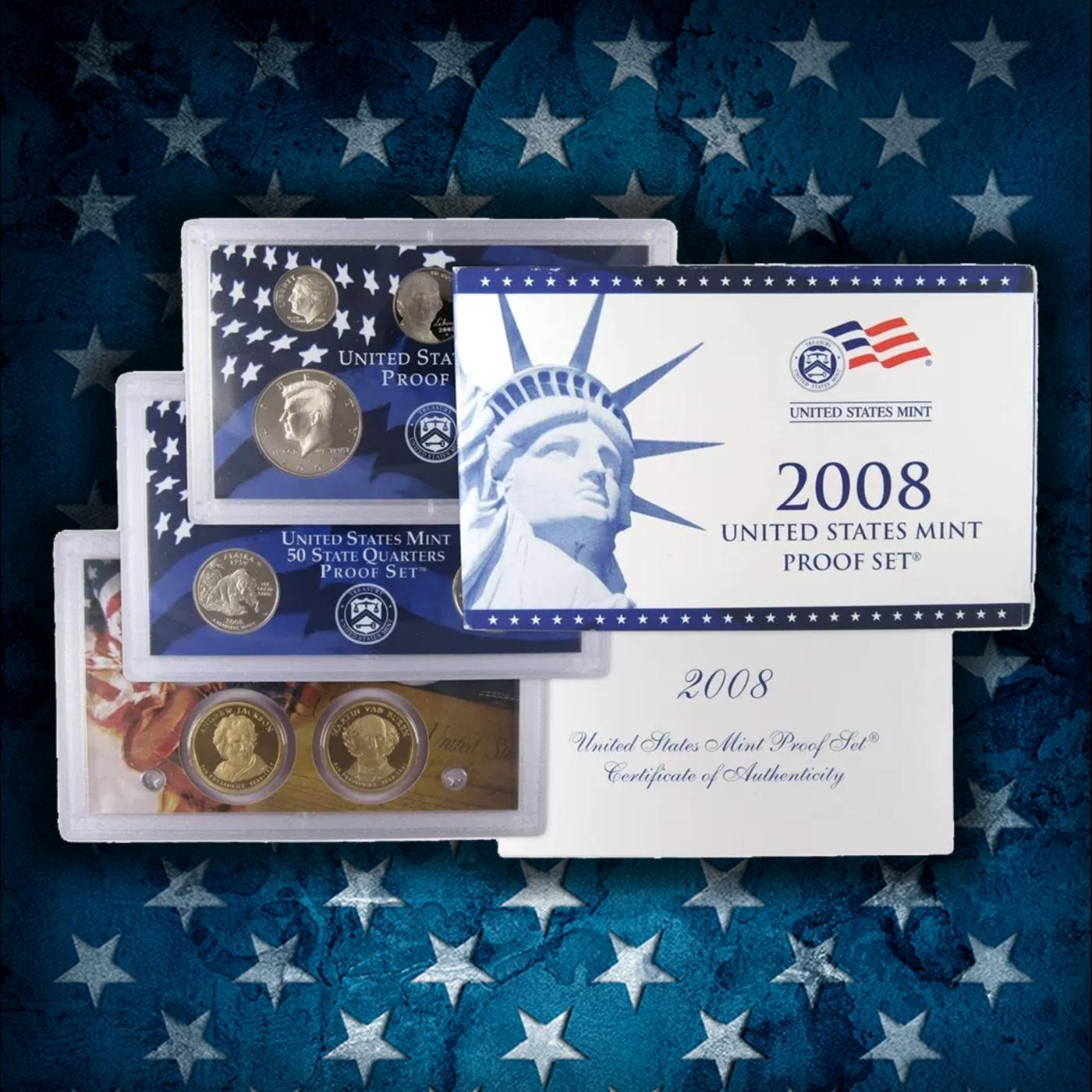 1999-2008 Proof Set Run - 109 Coins, Full 50 State Quarters Run 10 Complete Sets