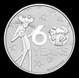 2024 Tuvalu $1 Pink Panther 60th Anniversary Coin - 1 oz Silver Round Round