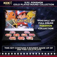 9 Coin Pokemon Gold Plated Round Collection