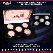5x Coin New Orleans MORGAN Set 1881-o Through 1885-o ALL UNC, 5 Morgan Dollars