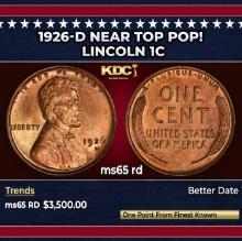 1926-d Lincoln Cent Near Top Pop! 1c ms65 rd SEGS