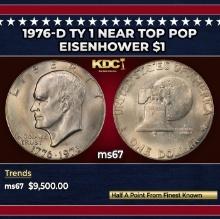 1976-d Ty 1 Eisenhower Dollar Near Top Pop $1 ms67 SEGS