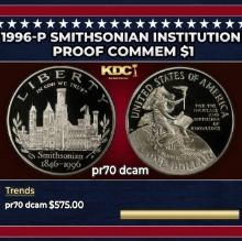 1996-P Smithsonian Institution Proof Modern Commem Dollar $1 pr70 dcam SEGS