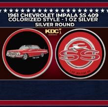 1961 Chevrolet Impala SS 409 Colorized Style - 1 oz Silver Round Round