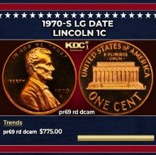 1970-s Lg Date Proof Lincoln Cent 1c pr69 rd dcam SEGS