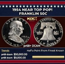 1954 Proof Franklin Half Dollar Near Top Pop! 50c pr68+ DCAM SEGS