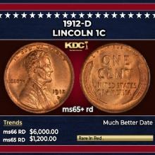1912-d Lincoln Cent 1c ms65+ rd SEGS