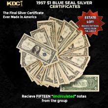 15x 1957 $1 Blue Seal Silver Certificates Grades CU
