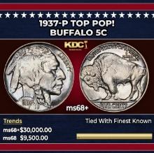 1937-p Buffalo Nickel TOP POP! 5c ms68+ SEGS