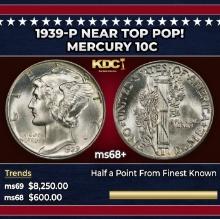 1939-p Mercury Dime Near Top Pop! 10c ms68+ SEGS