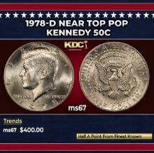 1978-d Kennedy Half Dollar Near Top Pop 50c ms67 SEGS