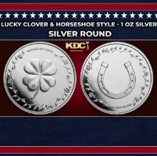 Lucky Clover & Horseshoe Style - 1 oz Silver Round Round