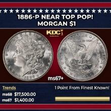 1886-p Morgan Dollar Near Top Pop! $1 ms67+ SEGS