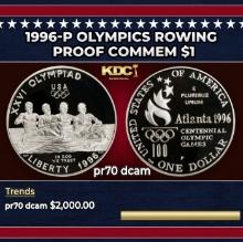 1996-p Olympics Rowing Proof Modern Commem Dollar $1 pr70 dcam SEGS