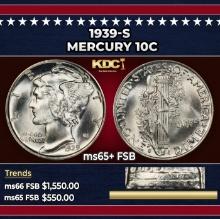 1939-s Mercury Dime 10c ms65+ FSB SEGS