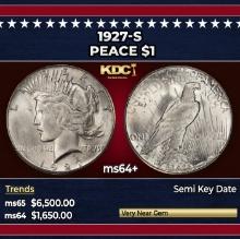 1927-s Peace Dollar $1 ms64+ SEGS