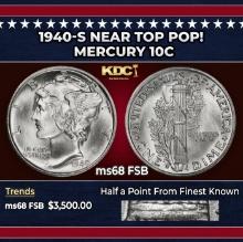 1940-s Mercury Dime Near Top Pop! 10c ms68 FSB SEGS