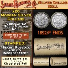 EE- 20 SEARS Morgan Silver Dollar $1 Roll CIRC 1892/'P' Rev Ends