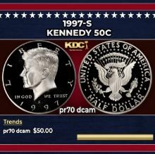 1997-s Proof Kennedy Half Dollar 50c pr70 dcam SEGS