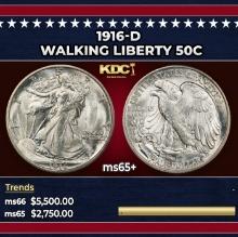 1916-d Walking Liberty Half Dollar 50c ms65+ SEGS