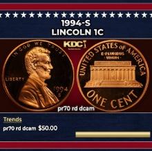 1994-s Proof Lincoln Cent 1c pr70 rd dcam SEGS