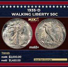 1935-d Walking Liberty Half Dollar 50c ms65+ SEGS