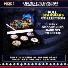 5x 1oz Silver Round Star Wars Set, Darth Vader, rebel alliance, Empire, Jedi Crest, Millennium Falco