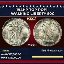 1941-p Walking Liberty Half Dollar TOP POP! 50c ms68+ SEGS