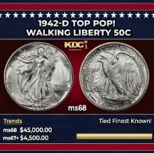 1942-d Walking Liberty Half Dollar TOP POP! 50c ms68 SEGS