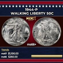 1944-p Walking Liberty Half Dollar 50c ms66+ SEGS