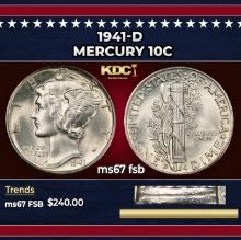 1941-d Mercury Dime 10c ms67 fsb SEGS