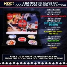 5 OZ .999 Fine Silver Set Coca Cola Colorized Collection
