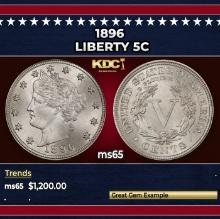 1896 Liberty Nickel 5c ms65 SEGS