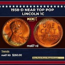 1938-d Lincoln Cent Near Top Pop 1c ms67 rd SEGS