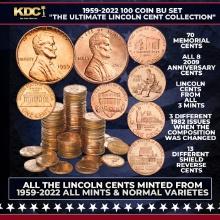 1959-2022 "The ULTIMATE LINCOLN CENT COLLECTION" 100 Coin BU Set