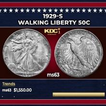1929-s Walking Liberty Half Dollar 50c ms63 USCG