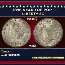 1896 Liberty Nickel Near Top Pop 5c ms66 SEGS