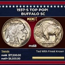 1937-s Buffalo Nickel TOP POP! 5c ms68 SEGS