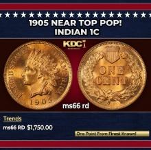 1905 Indian Cent Near Top Pop! 1c ms66 rd SEGS