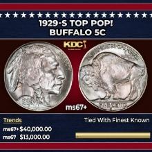 1929-s Buffalo Nickel TOP POP! 5c ms67+ SEGS