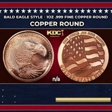 Bald Eagle Style - 1oz .999 Fine Copper Round