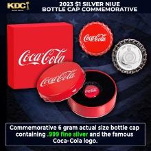 2023 1 Niue Coca Cola Bottle Cap Commerative Coin 6g .999 Silver in Collector Tin with COA COOL! Oth