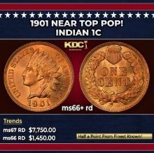 1901 Indian Cent Near Top Pop! 1c ms66+ rd SEGS