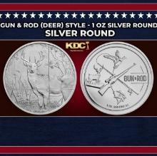 Gun & Rod (Deer) Style - 1 oz Silver Round Round